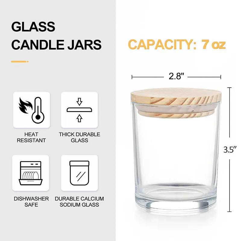 7 oz glass candle jar spec — thick durable glass