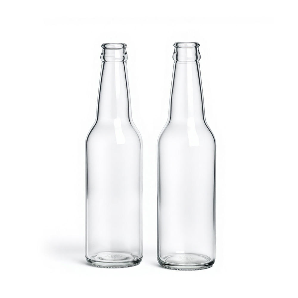 clear glass beer bottles